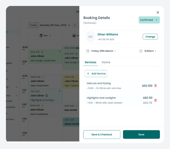 Detailed booking management