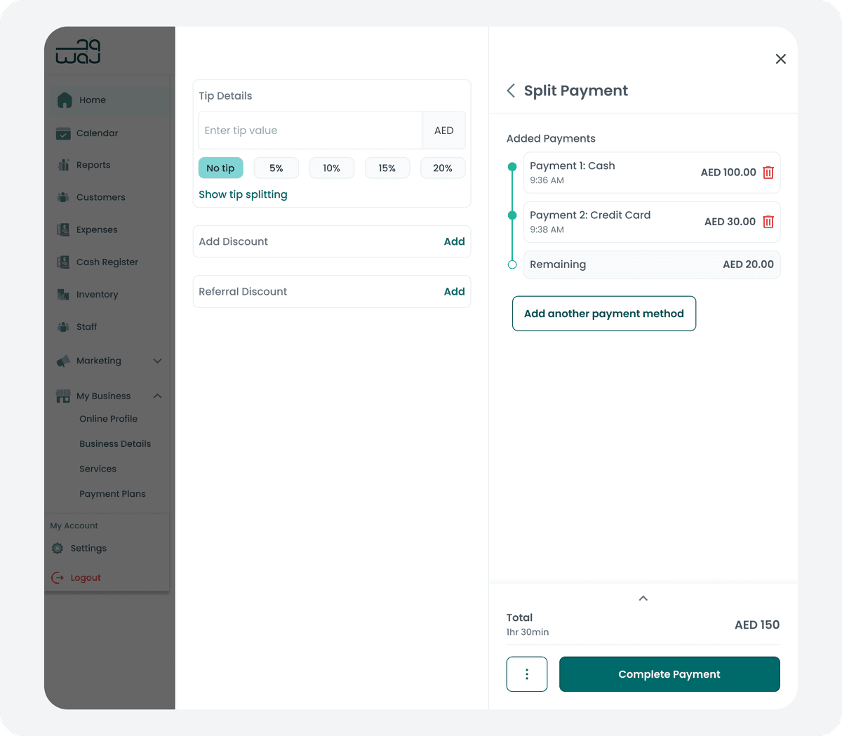 Split payment processing