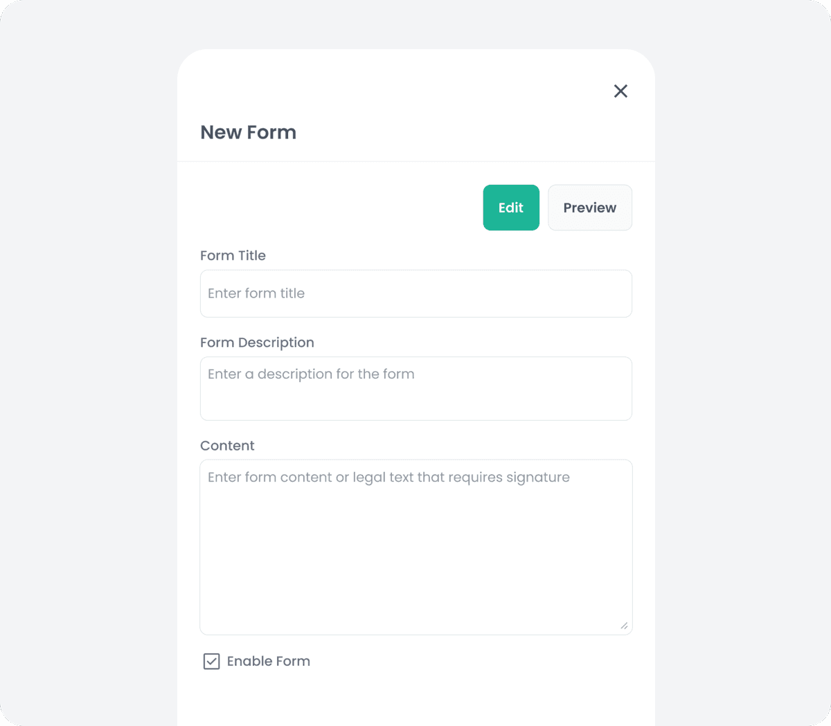 Custom form creation