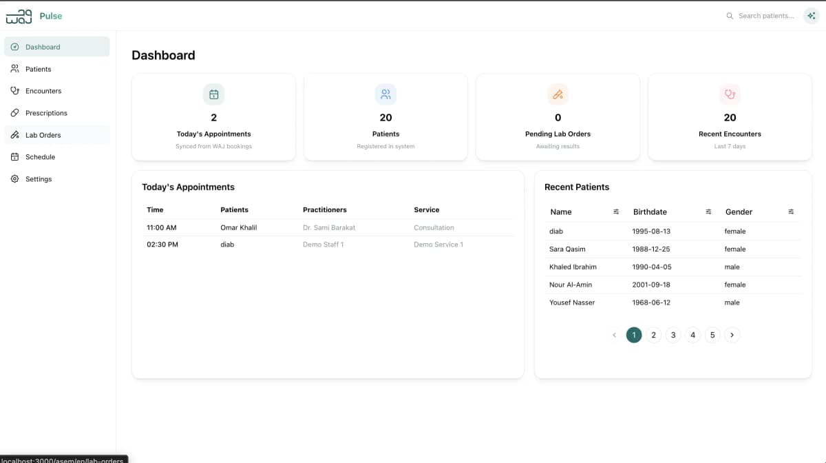 WAJ Pulse Clinical Dashboard