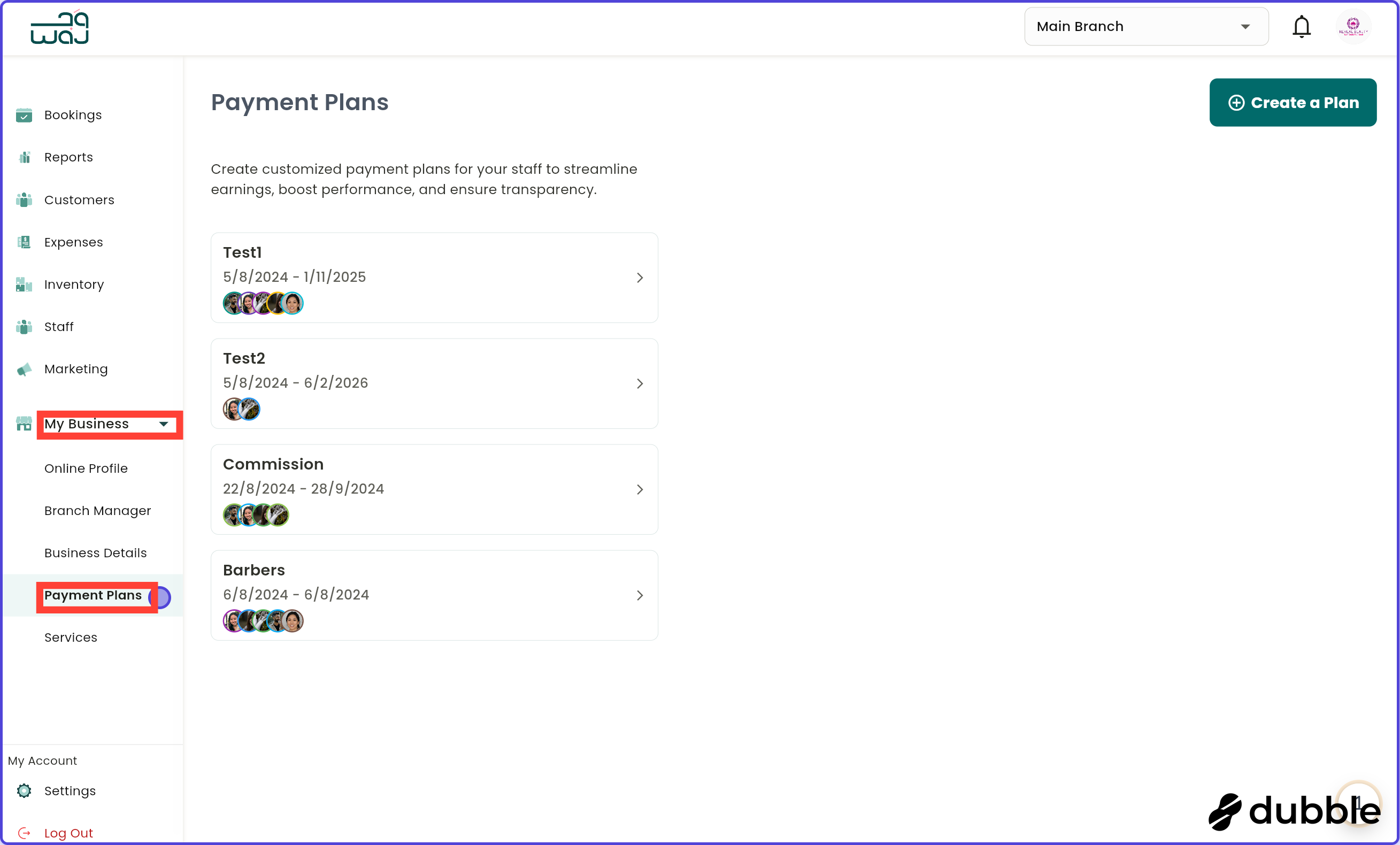 Payment plans screenshot