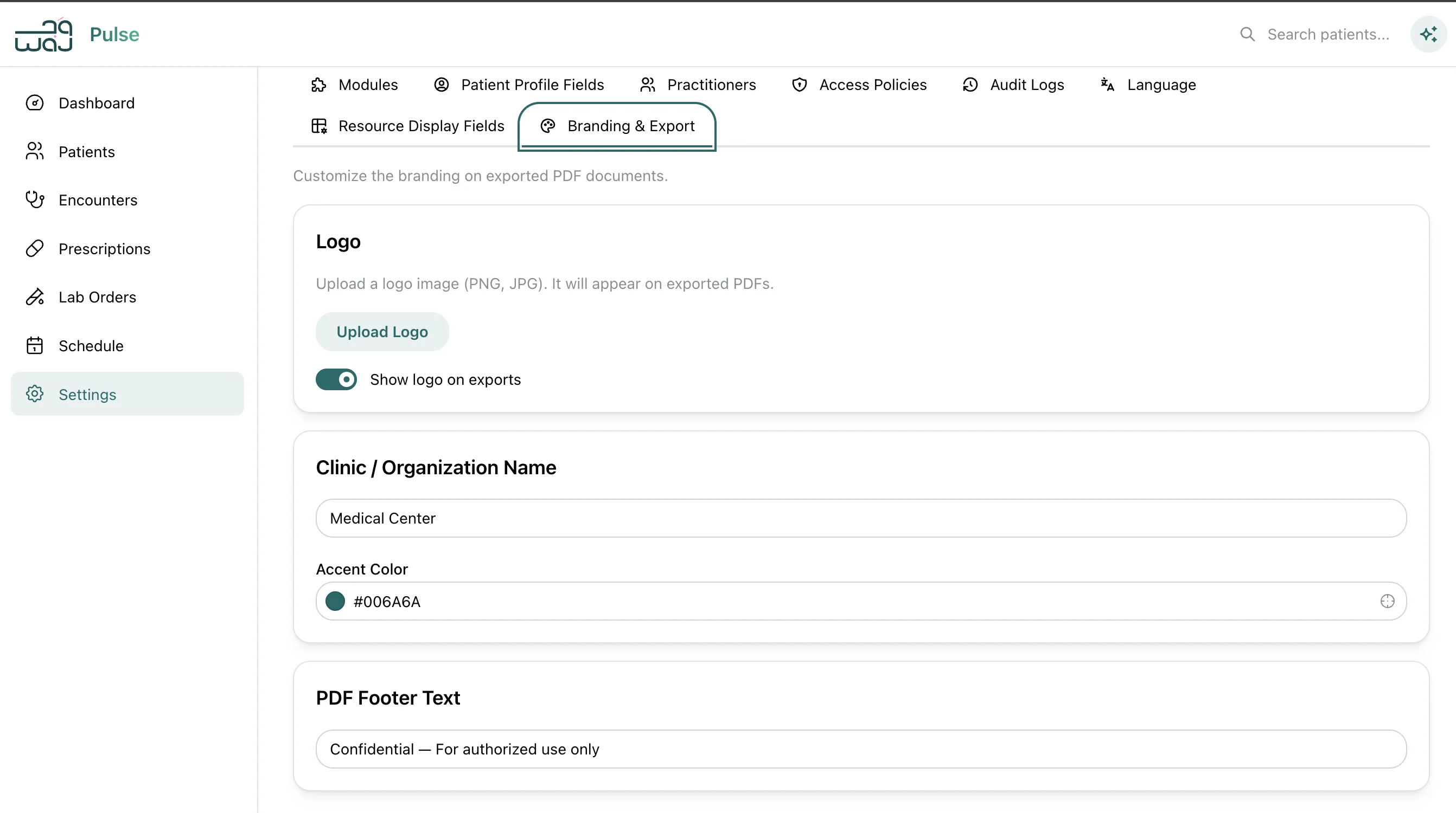 Settings Invoice Export